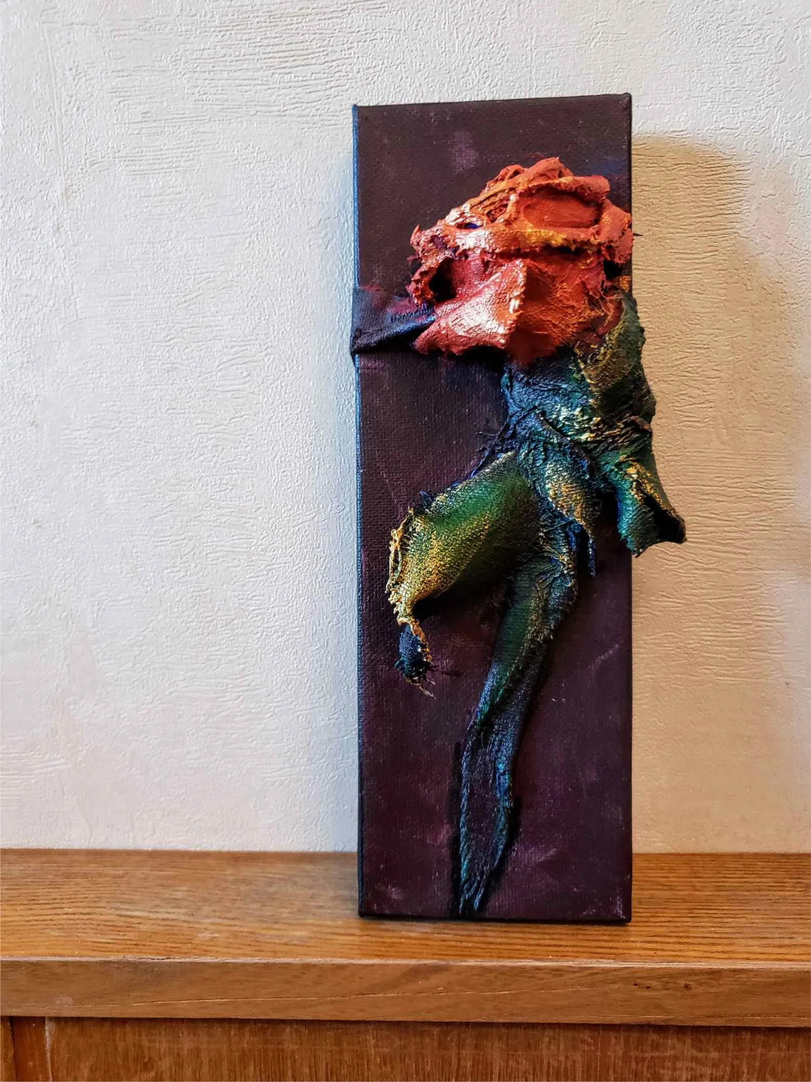 2019 Rose acrylic and fabric on canvas